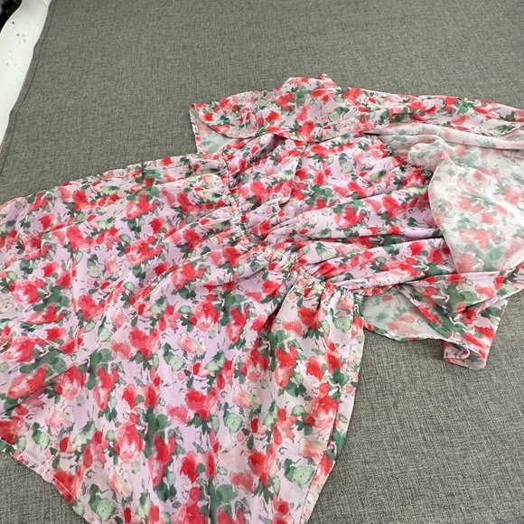 Harper Wren Cute Floral Romper Small Strapless Lined Light Lavender Red Green - Picture 8 of 16